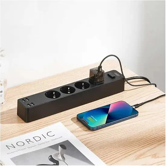 Мережевий фільтр XO Wl10 4USB Function Socket 1.8 м Black [94406] - фото 2