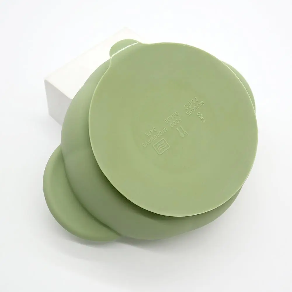 Набір силіконового дитячого посуду Cheeks для прикорму на присосках із харчового силікону темно рожевий з гризунком прорізувачем-брязкальцем  duplication - фото 13