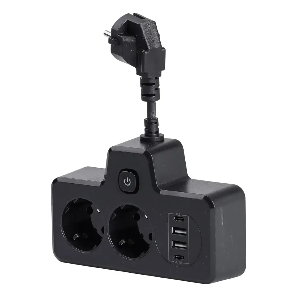 Сетевой фильтр-разветвитель Yiwu HP-5-18 SNAILS BKL-502 EU на 2 розетки LED 4 USB черный  - фото 2