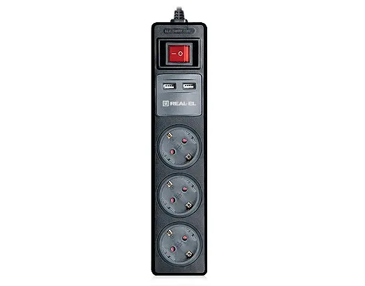 Фільтр живлення REAL-EL RS-3 USB Charge