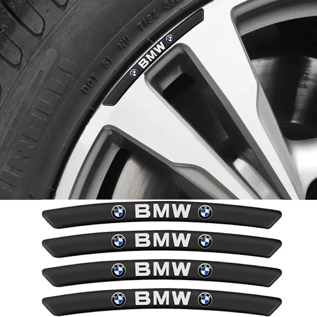Емблема обода колеса BMW 4 шт Алюміній наклейка на диски на скотчі Чорні - фото 2