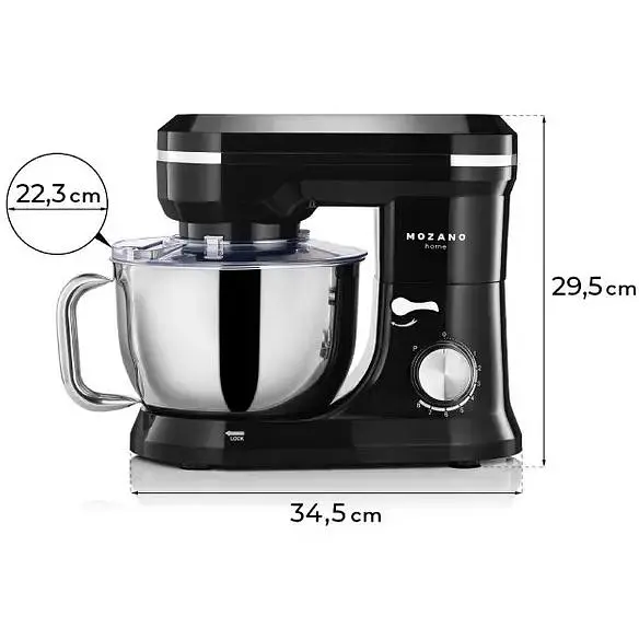 Тістоміс планетарний міксер Mozano AGD/ROB/03#CZARNY 4.5 л чаша з нержавіючої сталі імпульс режим - фото 5