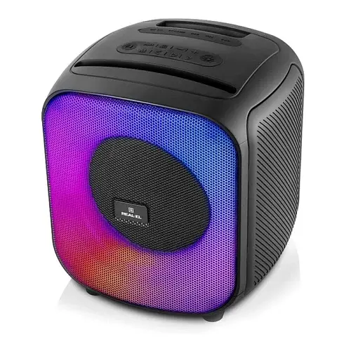 Колонка портативна 1.0 REAL-EL X-760, Black, 65 Вт, RGB підсвічування, USB, Bluetooth, AUX, Micro SD, TWS, 2хMic, функція караоке, 4000 мАг, час роботи до 16 год (EL121600029) - фото 4