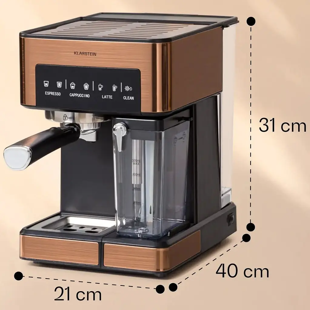Кофеварка Klarstein Arabica Comfort 1350 W 20 бар (10041524) Бронза - фото 2