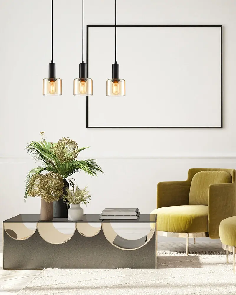 Подвесной светильник, люстра Italux PND-65342-3-BK+AMB Santia E27 3x40W IP20 черный - фото 2