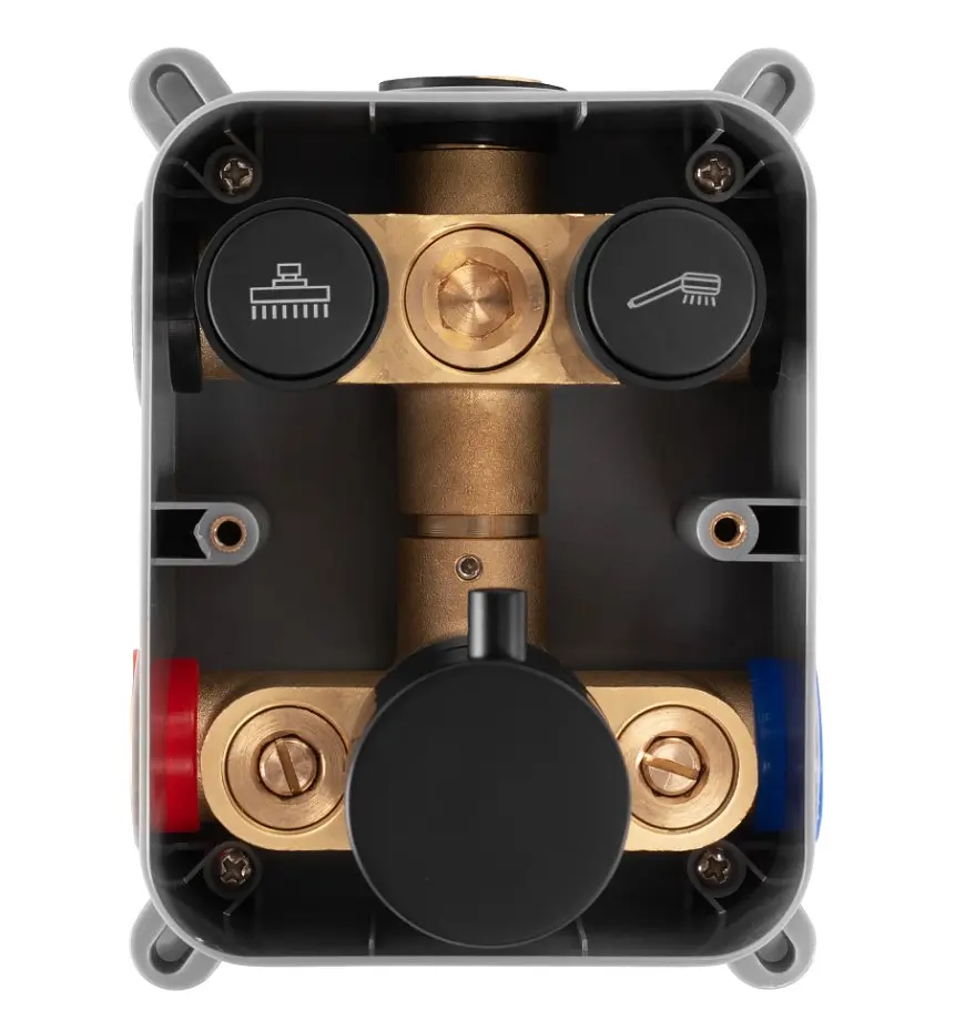 Душевая система Rea Lungo black c термостатом + BOX скрытого монтажа REA-P8549, Черный матовый - фото 7