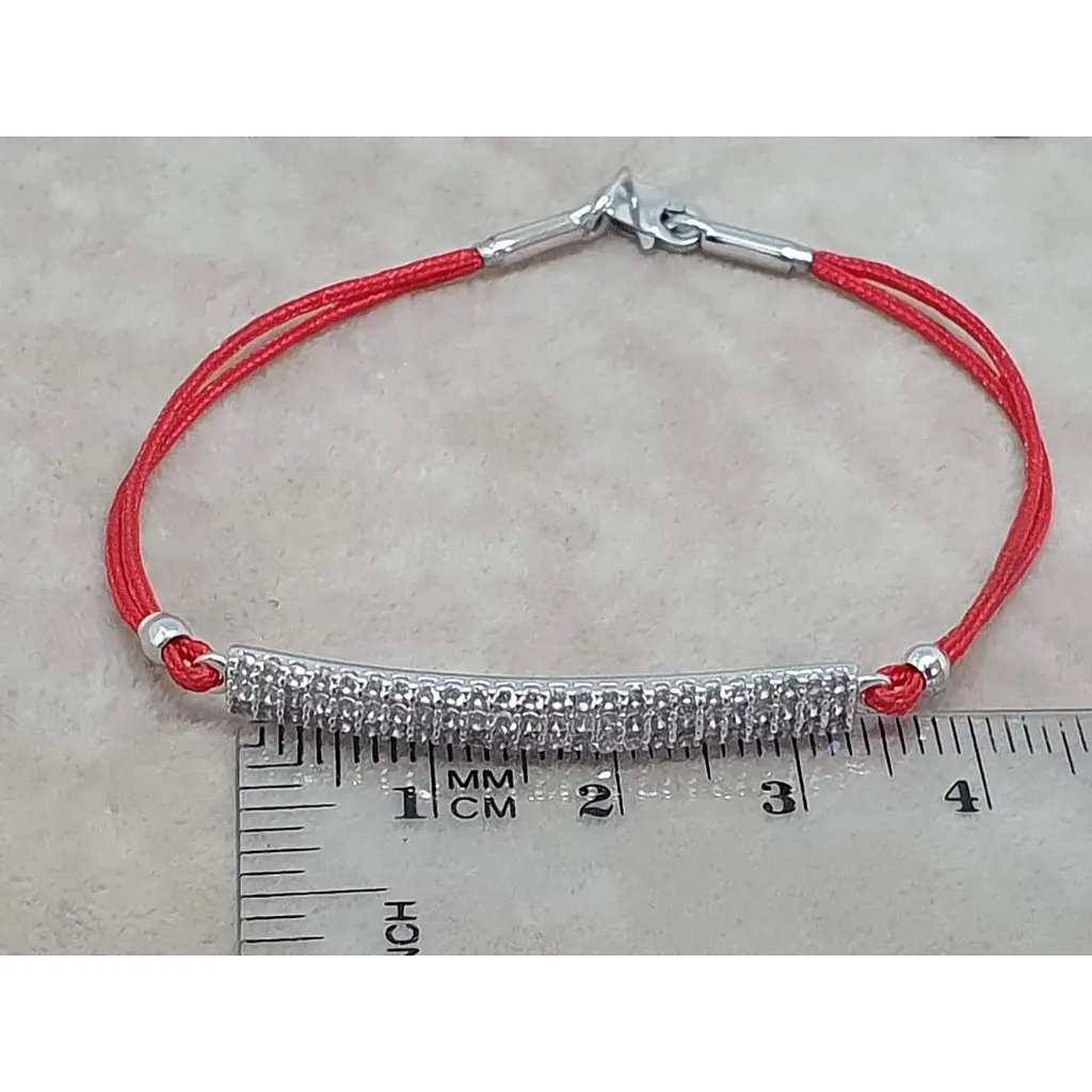 Браслет из текстиля Qvaliz с серебряными вставками и фианитами. 905-00580Б 17,5 - фото 2