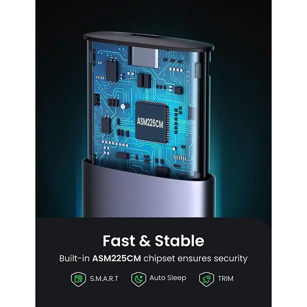 Кишеня зовнішня Ugreen USB-C to M.2 B-Key/M+B Key SSD 5Gbps SATA 3.0 aluminum 0.5m (10903) - фото 4