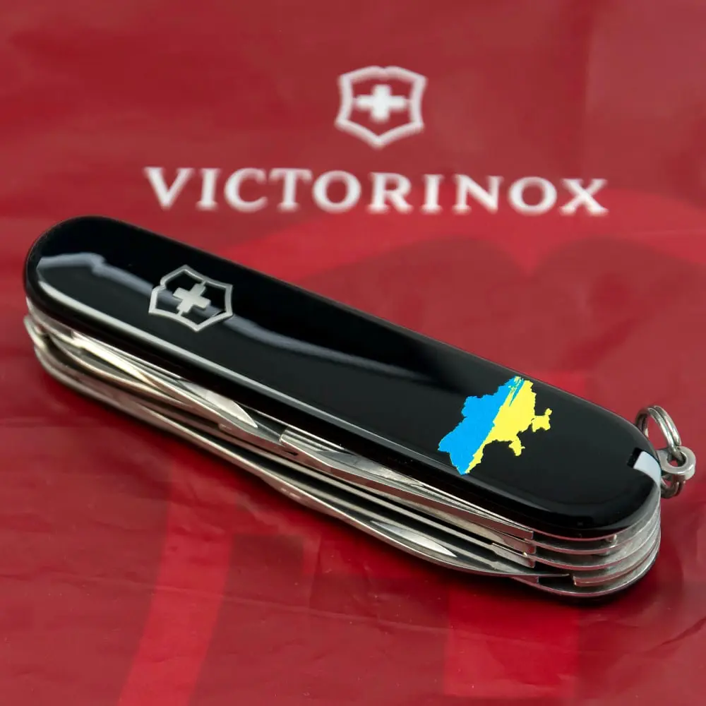 Ніж Victorinox Huntsman Ukraine 91мм 15функ чорн Мапа України син-жовт. - фото 6