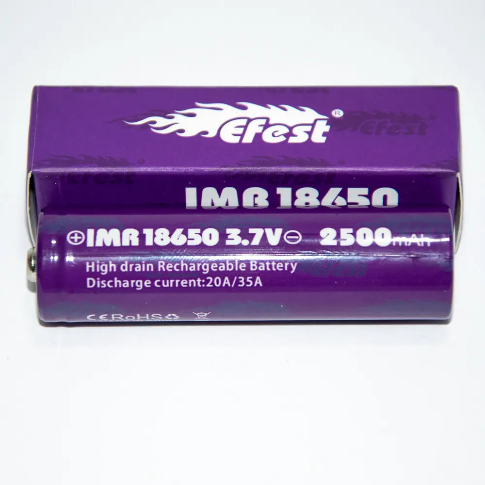 Акумуляторна батарея 18650 Efest 2500 mAh 3.7V Li-Mn Фіолетова — акумулятор (для вейпа) (ST) - фото 2
