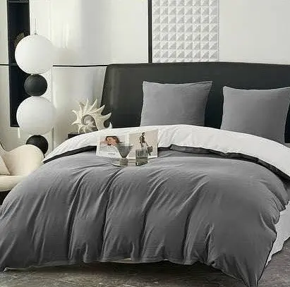 Постільна білизна L&M Home Textiles євро розмір з вареної бавовни не вимагає прасування 100% бавовна 200х230 см Графіт Туреччина - фото 2