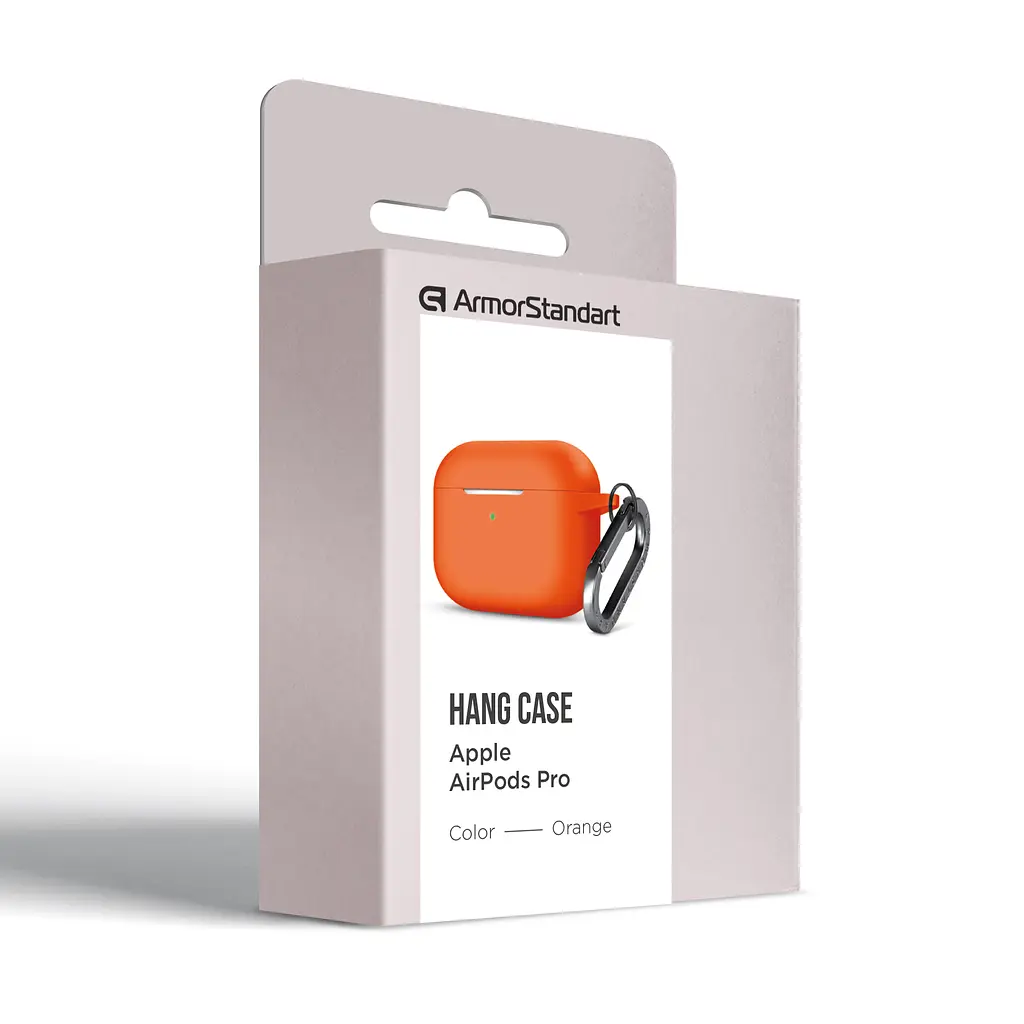Силіконовий чохол для навушників Apple AirPods Pro, Hang Case, помаранчевий, ультратонкий захисний кейс товщиною 2 мм, захист від подряпин, пилу та ударів, компактний, з карабіном для кріплення, ArmorStandart (ARM56065) - фото 8
