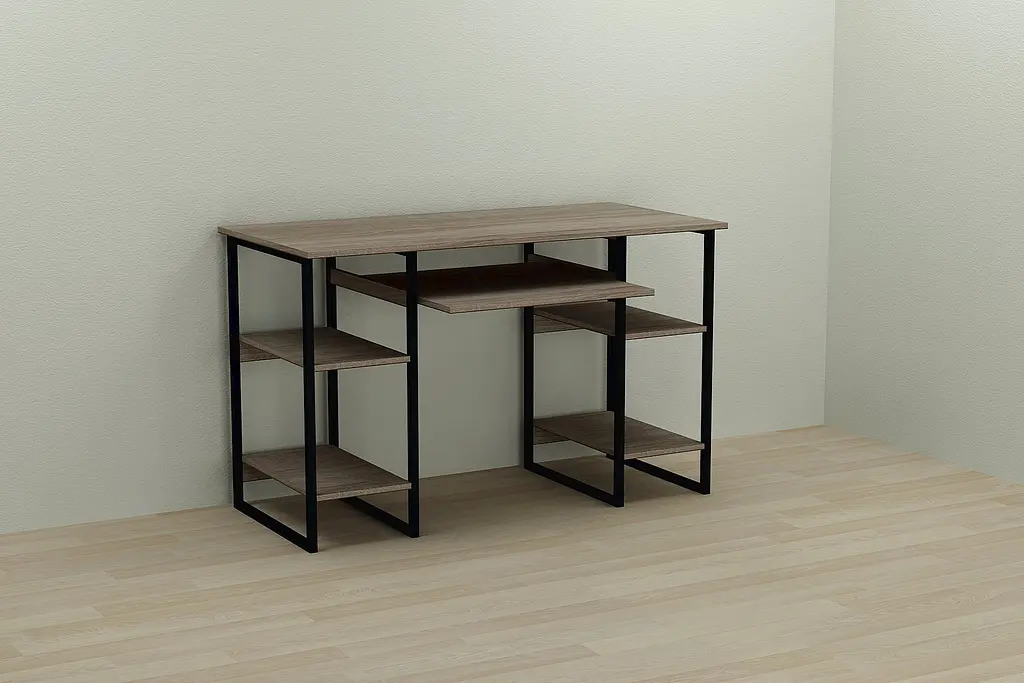 Компьютерный стол Ferrum-decor Тим 75x120x70 черный ДСП Дуб Сонома Труфель 16мм (FRD-103972) - фото 4