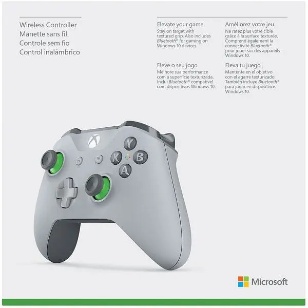 Microsoft Xbox One S Wireless Controller with Bluetooth (Grey/Green) - фото 6
