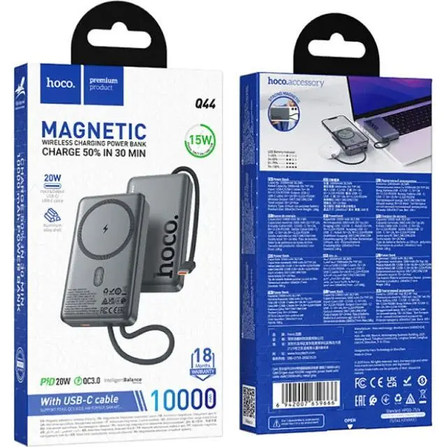 Зовнішній акумулятор Hoco Q44 Origen MagSafe 10000mAh 20W Gray [150868] - фото 5