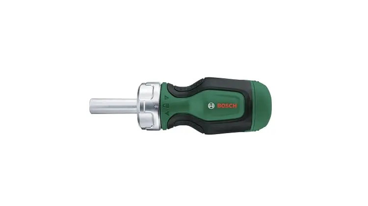 Отвертка с трещоточкой, 6 насадок, рукоятка TPR PZ1,PZ2,PH2,SL4,TX25,HEX5, 111мм, сталь Bosch hoz0014175 - фото 2