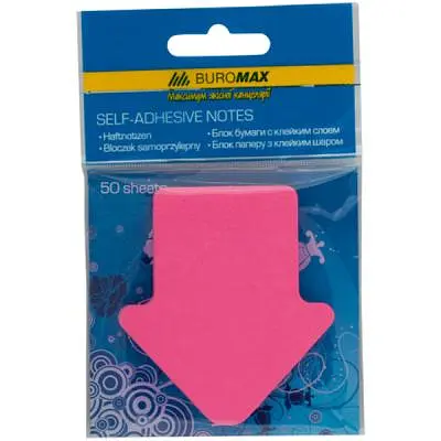 Папір для нотаток Buromax with adhesive layer "Arrow", 50 sheets, NEON colors mix (BM.2366-99) - фото 2