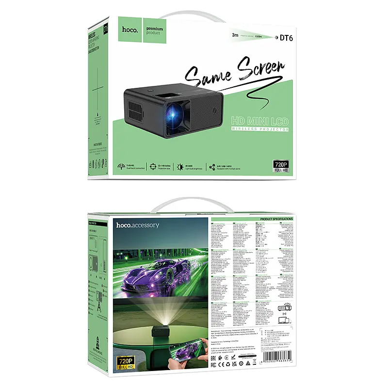 Проектор HOCO DT6 wireless projector (720P same screen version) (EU) (6942007663632) - фото 2