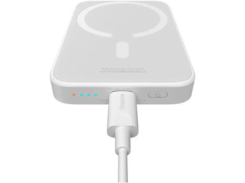 Зовнішній акумулятор (Power Bank) BASEUS Airpow Magnetic 6000mAh White (P10022807213-00) - фото 4