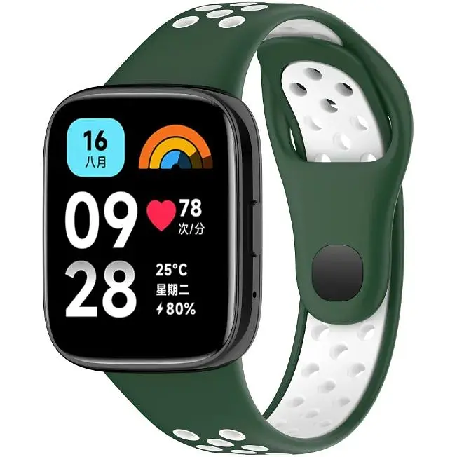 Ремешок DK для Xiaomi Redmi Watch 3 Active / 3 Lite Silicone Sport Band Nike (green / white) - фото 3