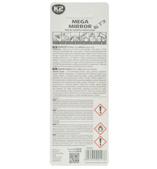 Клей для дзеркал заднього виду K2 Mega Mirror 0.6 + 0.5 мл (B110) (K20063) - фото 2