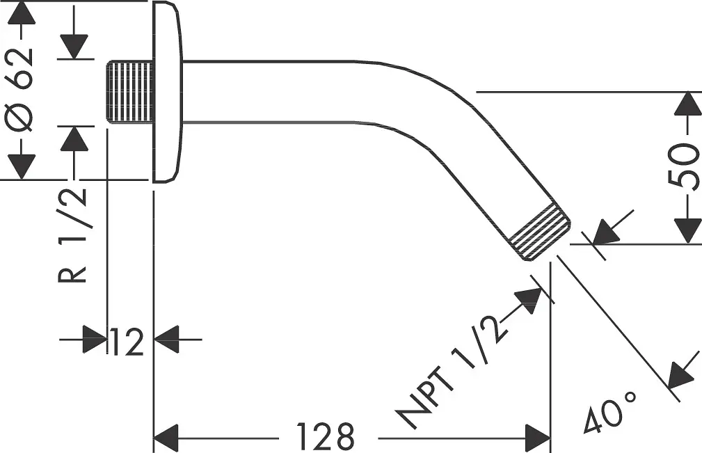 Кронштейн для верхнього душу Hansgrohe 128 мм Chrome 27411000 Хром - фото 2