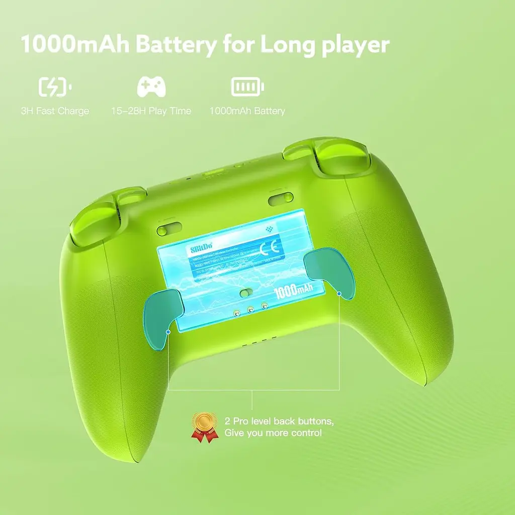Геймпад 8BitDo Ultimate 2 для Windows і Android, ігровий контролер TMR, Еффект Холла Зелений - фото 9