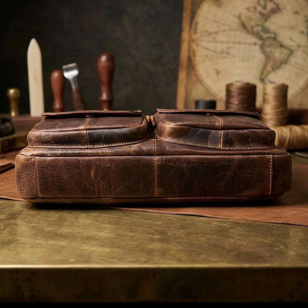 Сумка для ноутбука з натуральної шкіри 14867 Vintage коричнева - фото 3