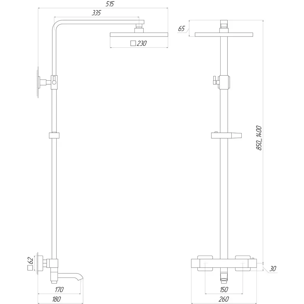 Душова система Globus Lux Termostatic Q VAN-GLQ-0041T-BB, Чорний матовий - фото 5