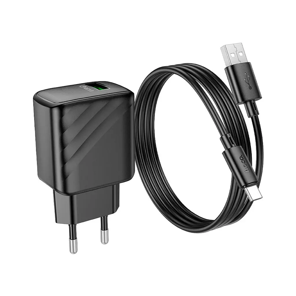 Зарядний пристрій HOCO CS21A Rich USB QC 3.0 + кабель USB-A — USB-C чорний (6942007609906) - фото 5