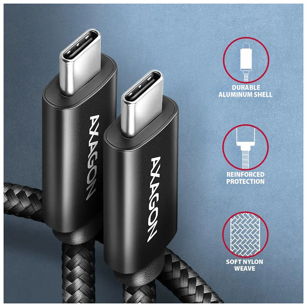 Дата кабель USB-C to USB-C 3.0m USB 2.0 PD 240W 5A black AXAGON (BUCM2-CM30AB) - фото 4