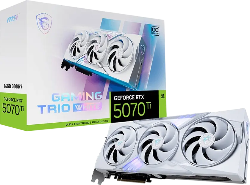 Відеокарта GeForce RTX 5070 Ti 16GB MSI Gaming Trio OC White (RTX 5070 Ti 16G GAMING TRIO OC WHITE) - фото 3