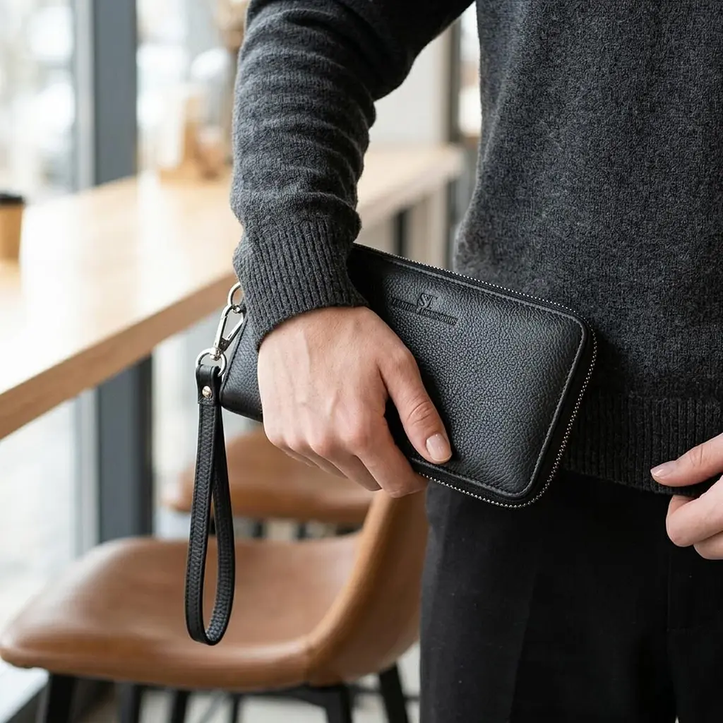 Красивий клатч унісекс на одне відділення з натуральної шкіри ST Leather 22697 чорний - фото 2