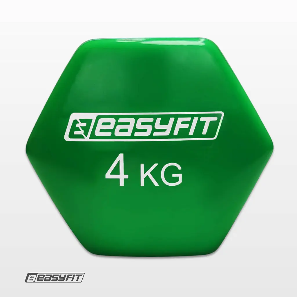 Гантель для фітнесу 4.0 кг EasyFit із вініловим покриттям зелена - фото 3