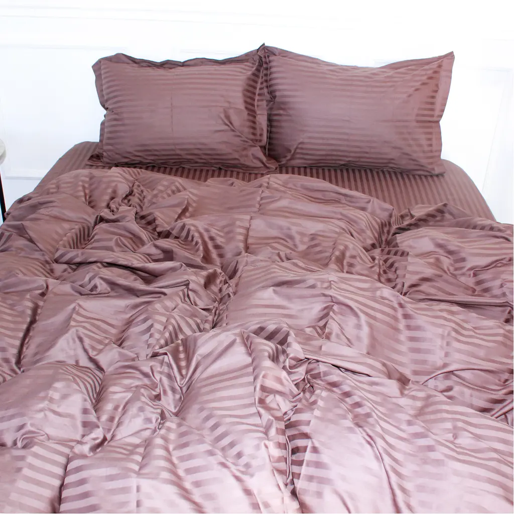 Постільна білизна MirSon SatinStripe 30-0006DarkBrown 175х210 Двоспальний (2200005249451)