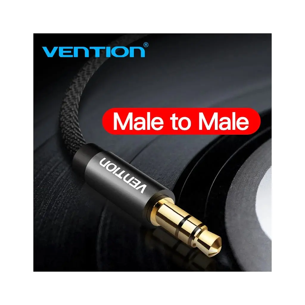 Кабель мультимедійний 3.5mm M to 3.5mm M 1.0m fabric black Vention (BAGBF) - фото 2