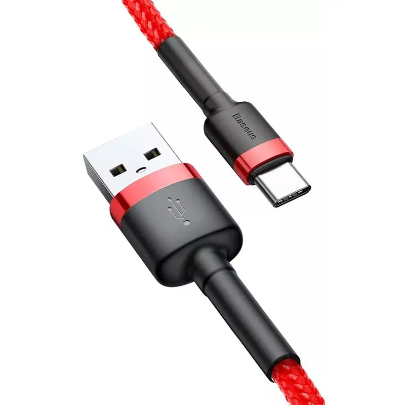 Дата кабель Baseus Cafule Type-C Cable 2A (2m) (CATKLF-C) Червоний - фото 3