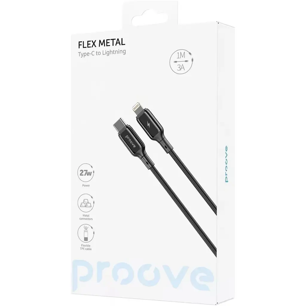 Кабель Proove Flex Metal USB-C to Lightning 27W 1m Black (CCFM27002101) [130341] - фото 2