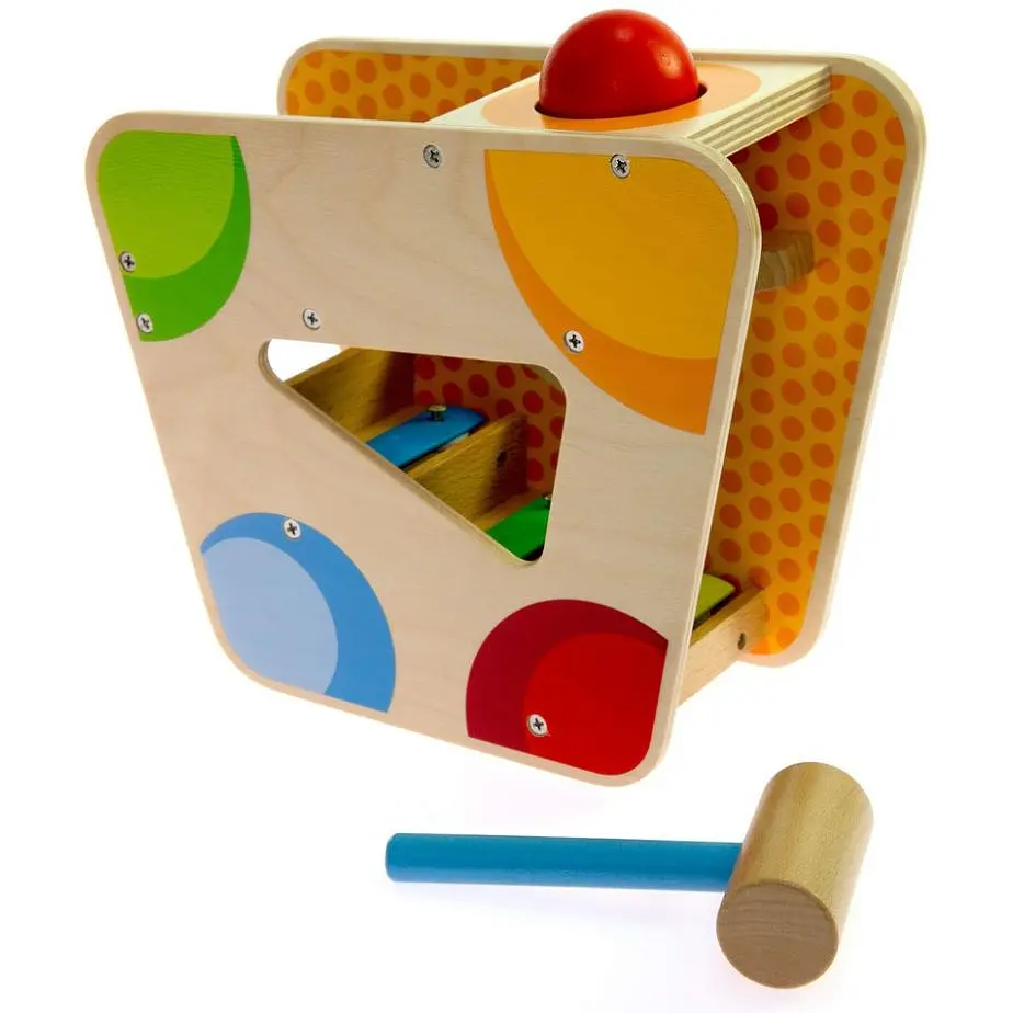 Сортер Goki Музыкальный шар 58521 с молоточком деревянный детский - фото 2