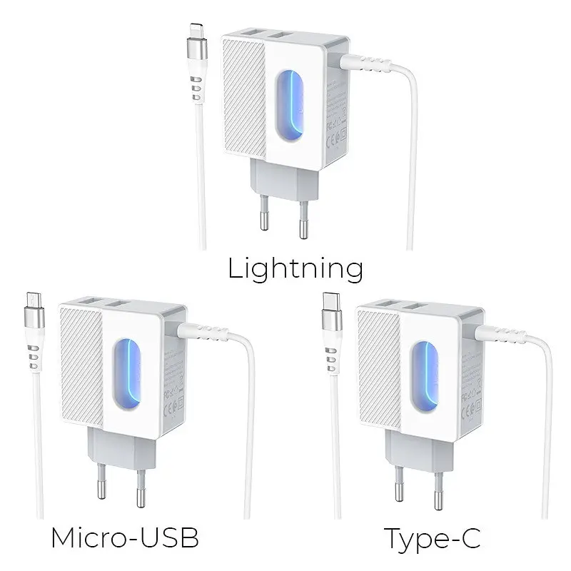 Зарядний адаптер Hoco C75 Imperious DC5V 2.4 A EU штекер подвійний USB вихід - фото 8