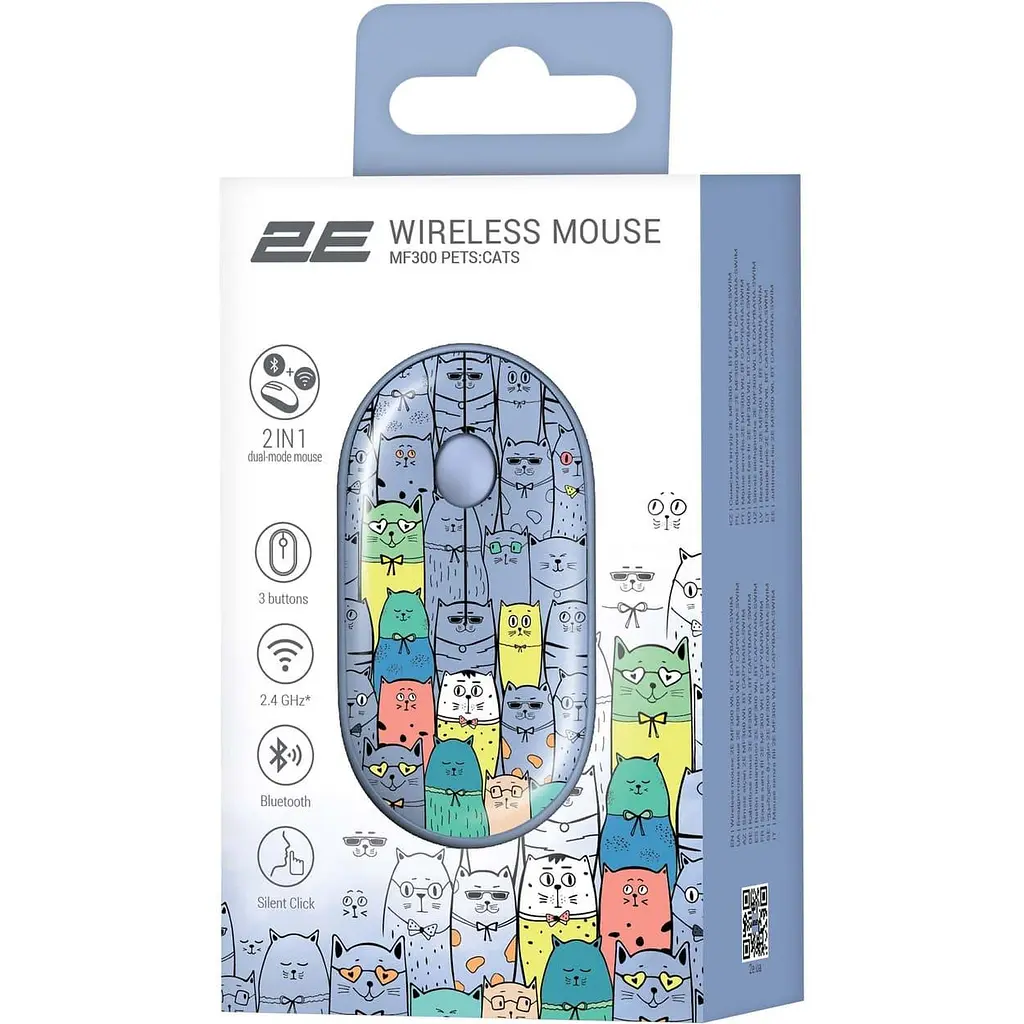 Беспроводная мышь 2E MF300 PETS:CATS Silent WL BT, синий (2E-MF300WPETSBL) - фото 2