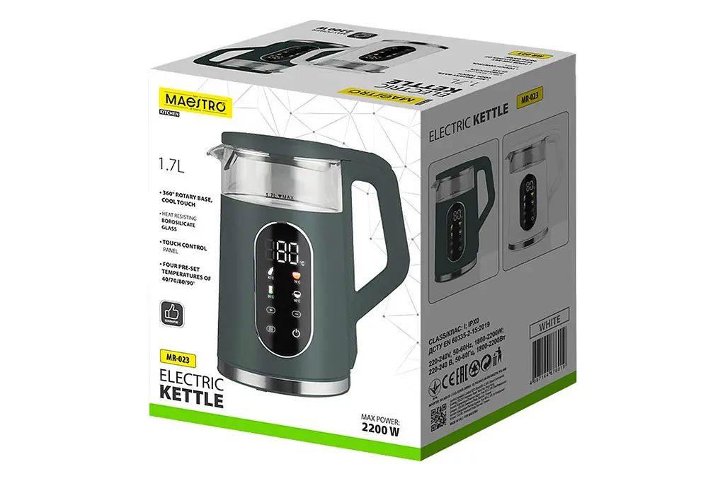 Електрочайник розумний скляний сенсорний Maestro MR-023-GREEN 1.7 л 2200 Вт LED зелений - фото 3