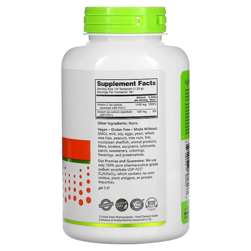 Витамин С Sodium Ascorbate Powder 227 g Nutribiotic vit0006258 - фото 2