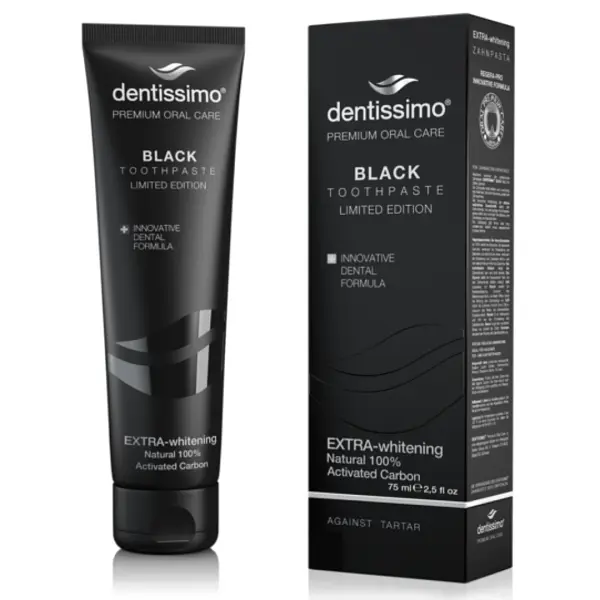 Зубна паста-гель Dentissimo Extra Whitening Black, відбілююча, 75 мл