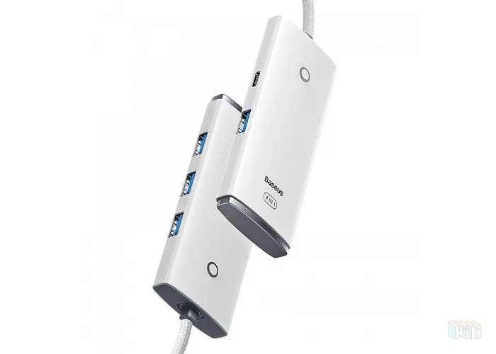Хаб Baseus Lite Series 4-Port Type-C HUB Adapter Type-C to USB 3.0*4 25cm WKQX030302 White - фото 2