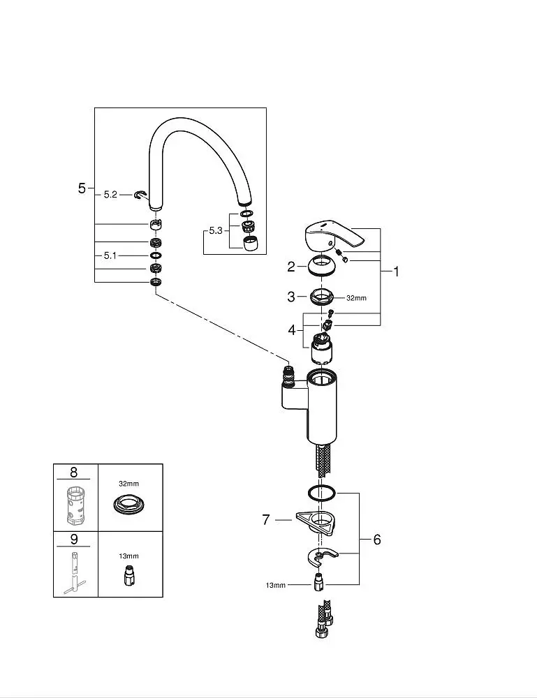 Змішувач для мийки Grohe EuroSmart одноважільний Хром 30412 - фото 9