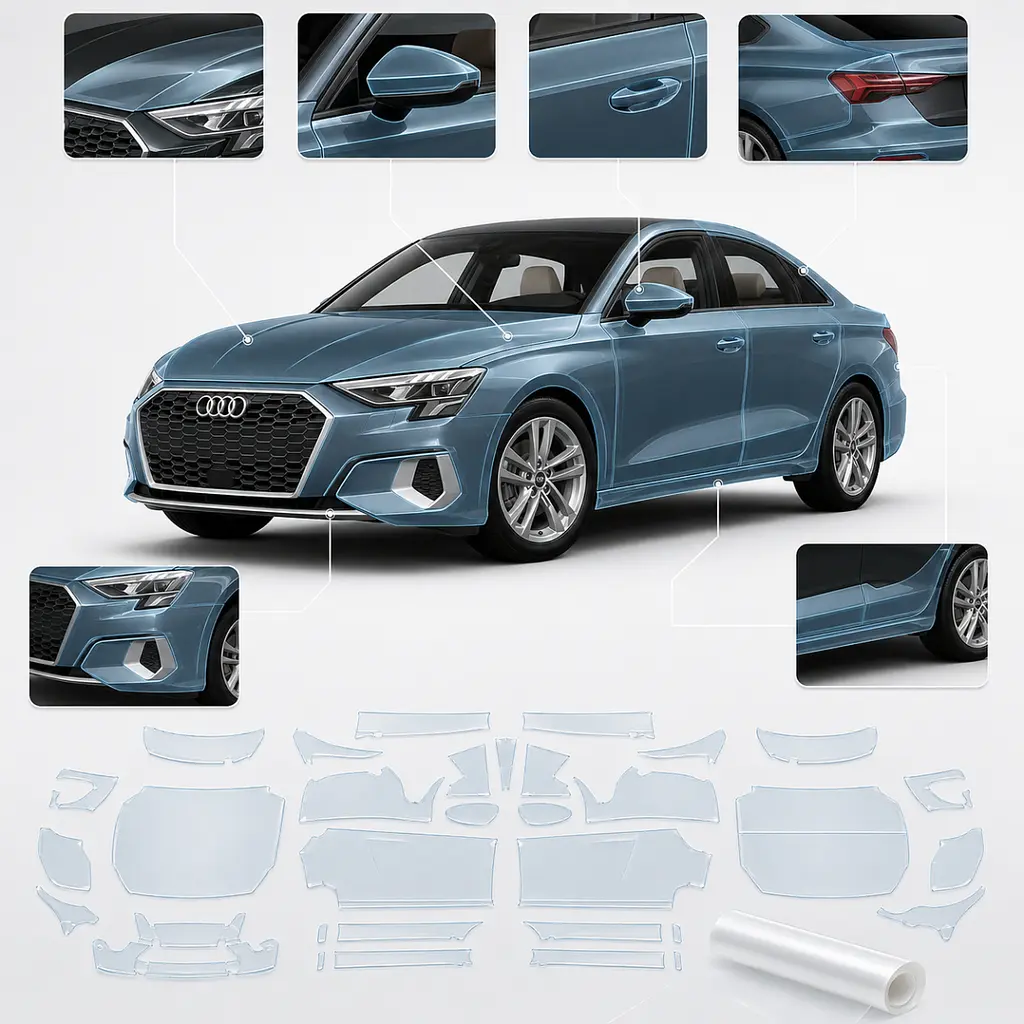 Антигравійна захисна бронеплівка за лекалами для Audi A3 8Y 2020-2024 - повний кузов