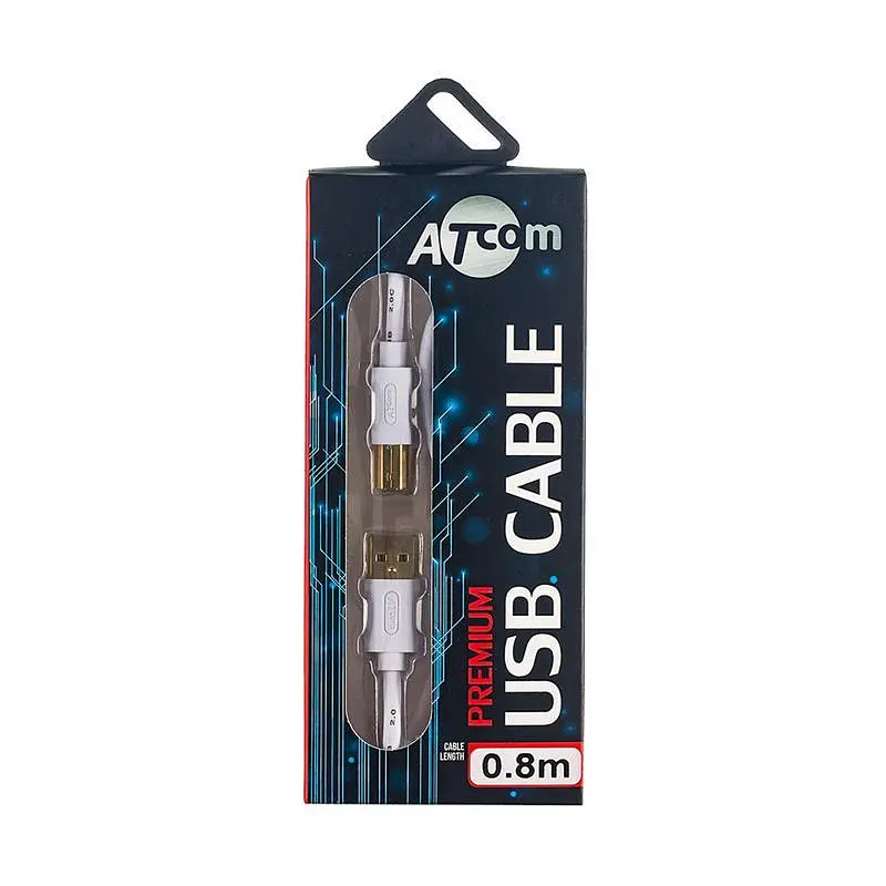 Кабель Atcom USB - Type-B V 2.0 (M/M), 0.8 м, білий (14370) - фото 2