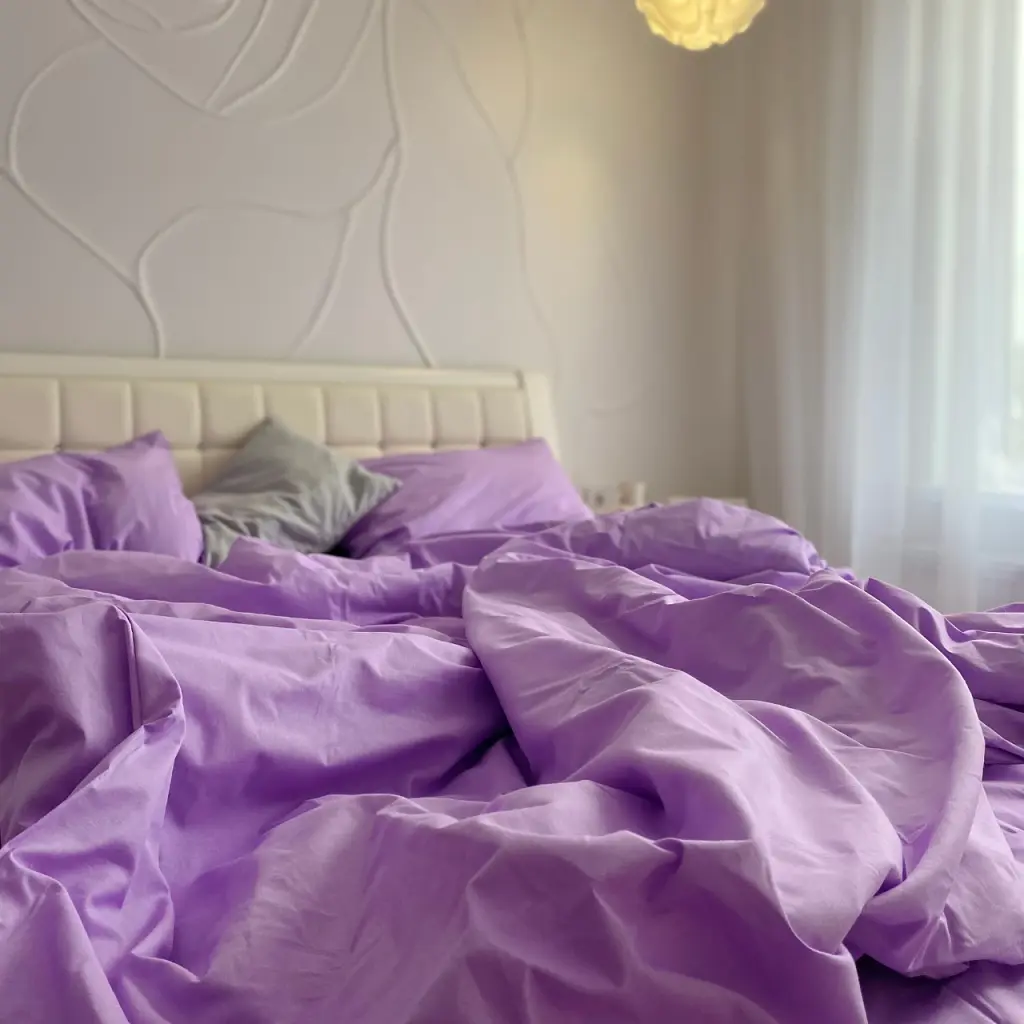 Комплект постільної білизни сімейний з 2 підковдрами 150 x 220 см Кретон Lilac Фіолетовий - фото 4