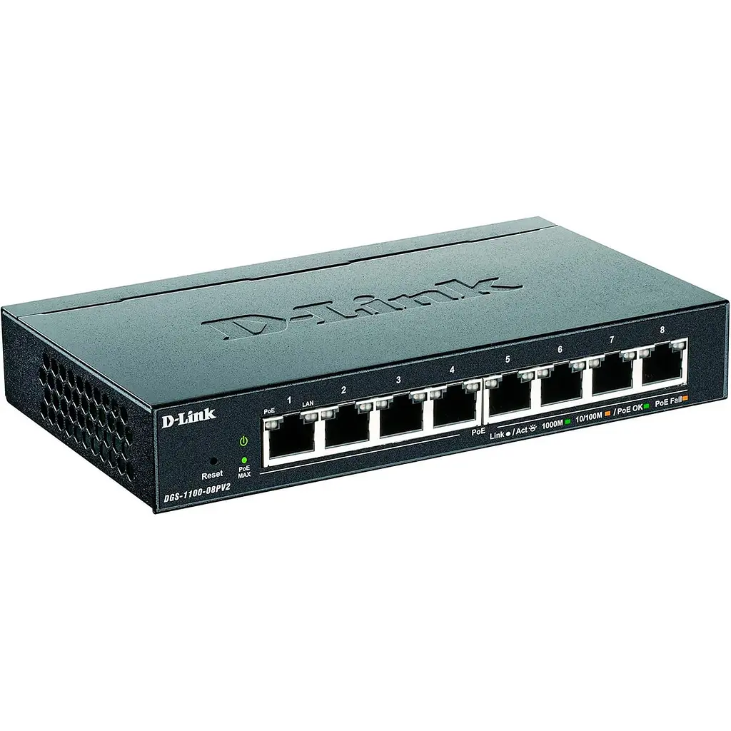 Коммутатор D-Link DGS-1100-08PV2 8xGE PoE 64Вт, EasySmart (DGS-1100-08PV2) - фото 2